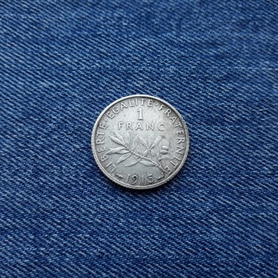 1 Franc 1915 Franta franc argint foto