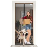 Perdea magnetică pentru ușă cu plasă de protecție &icirc;mpotriva ț&acirc;nțarilor din fibră de sticlă &icirc;ntărită 140x220cm rezistentă la rupere cu &icirc;nchidere automa