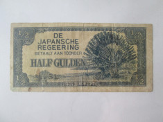 Indiile de Est Olandeze/Indonezia 1/2 Gulden 1942 ocup.militara japoneza WWII foto