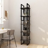 VidaXL Bibliotecă cu 5 rafturi, gri, 40x30x175 cm, lemn de pin