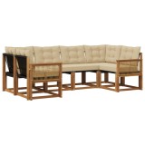 vidaXL Set de canapele de exterior cu pernă 6 pcs Natural și Bej 3382181
