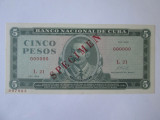 Cumpara ieftin Rară! Cuba 5 Pesos 1968 Specimen UNC, Circulata, Iasi, Printata