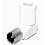 Conector tata unghi sus/jos pentru antena TV (coaxial) alb, KTKONUM