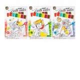 Set pictura acuarele Creative Craft pentru copii, file pretiparite si pensula (diverse modele)