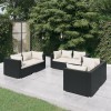 VidaXL Set mobilier de grădină cu perne, 6 piese, negru, poliratan 3102295