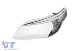 Geam stanga pentru far cu spranceana LED si garnitura cromata, potrivit pentru BMW Seria 5 E60 Sedan LCI, E61 Touring LCI 2007-2010 versiunea 2 Perfor