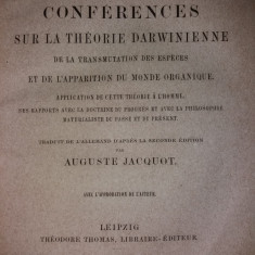 LOUIS BUCHNER - A. JACQUOT - CONFERENCES SUR LA THEORIE DARWINIENNE... {1869}