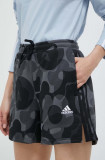 Adidas pantaloni scurti femei, culoarea negru, modelator, medium waist