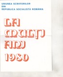 bnk cp Felicitare Anul Nou 1980 - Uniunea Scriitorilor