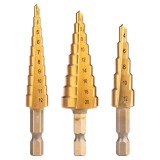 Set burghie in trepte HSS TiN 3-20 mm, prindere hexagonala, 3 buc