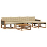 vidaXL Set de canapele de exterior cu pernă 6 pcs Natural și Bej 3381373