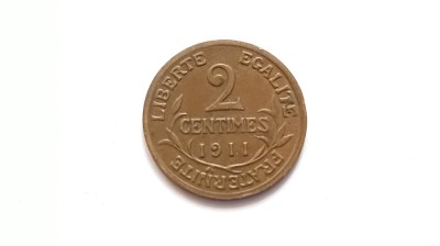 Franta-2 Centimes 1911 foto