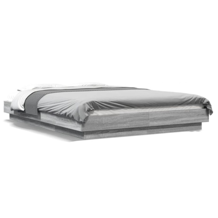 Gossi cadru de pat cu lumini led gri sonoma 140x190 cm lemn prelucrat
