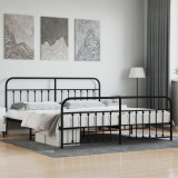 VidaXL Cadru pat metalic cu tăblii de cap/picioare, negru, 193x203 cm