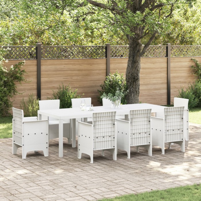 Masa de gradina Gossi alb 250x100x73 cm poli rattan, masa de gradina Gossi alb 100x100x73 cm poli rattan, masa de gradina Gossi alb 150x100x73 cm poli