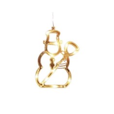 Decoratiune de craciun luminoasa in forma de om de zapada 19x18 cm, cu ventuza, alb cald, flippy