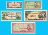 Burma SET 5x (pick 12+13+14+15+16) 1/4+1/2+1+5+10 Rupees 1942 aUNC+; Ocupația Japoneză