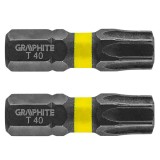 Set biti de impact TX40X25mm 1/4&quot; 2buc. GRAPHITE 56H517 HardWork ToolsRange