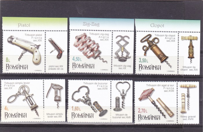 TIRBUSOANE SERIE CU TABS PE DREAPTA,2017,Lp.2140g, MNH ** ROMANIA.