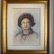 Signora - portret, pictura originala pastel pe carton, inramat 66 x 81cm