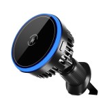 Incarcator auto wireless ZYTEQ&reg;, 15W Qi Fast Charge, MagSafe, LED, suport ventilatie/bord, rotativ 360&deg;, refrigerare, magnet puternic