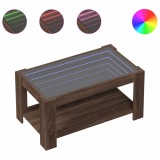 Cumpara ieftin Masuta de cafea cu LED stejar maro 93x53x45 cm lemn prelucrat