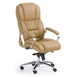 Scaun directorial HM Foster, Piele naturala, Mecanism Multiblock, Suport lombar, Inaltime ajustabila, 120 kg, 125x68x54 cm, Negru