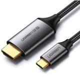 CABLU video Ugreen, &quot;MM142&quot; USB Type-C (T) la HDMI (T), rezolutie maxima 4K UHD (3840 x 2160) la 60 Hz, 1.5m, braided, negru &quot;50570&quot; (timbru verde 0.8