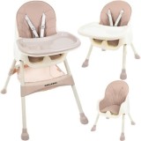 Cumpara ieftin Scaun masa multifunctional Kruzzel 3in1, 6+ luni, max 20 kg, roz. Inalt, reglabil, cu tava detasabila si cos accesorii