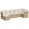Set canapele de gradina, 7 piese, cu perne, bej, poliratan