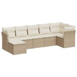 Cumpara ieftin Set canapele de gradina, 7 piese, cu perne, bej, poliratan