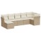 Set canapele de gradina, 7 piese, cu perne, bej, poliratan
