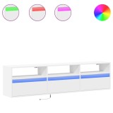 Cumpara ieftin Comoda TV de perete cu lumini LED, alb, 180x31x45 cm