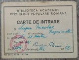 Carte de intrare Biblioteca Academiei RPR 1952