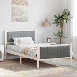 vidaXL Cadru de pat Alb și gri deschis 100 x 200 cm Lemn masiv de pin 878493