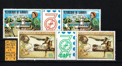 Djibouti, 1979 | Expo Philexafrique 79 - Trenuri, avioane, clădiri | MNH | aph foto