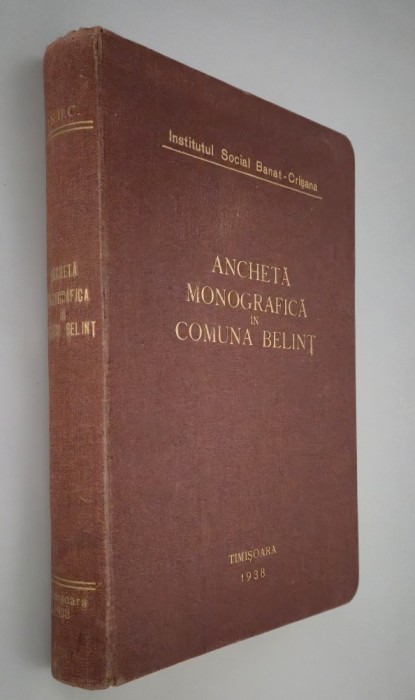 Carte veche 1938 Ancheta monografica in comuna Belint