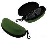 Toc depozitare ochelari de soare, inchidere fermoar, captusit, plastic, 17 x 8,5 cm, verde, Pro Cart