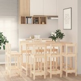 VidaXL Set mobilier de bar, 9 piese, lemn masiv de pin