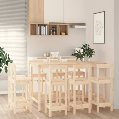 vidaXL Set mobilier de bar, 9 piese, lemn masiv de pin