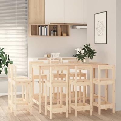 Gossi set mobilier de bar, 9 piese, lemn masiv de pin foto