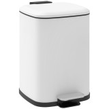 HOMCOM Coș de Gunoi de 12L cu Pedală, &Icirc;nchidere Silențioasă, din Metal și Plastic PP, 24,5x32x34,5 cm, Alb | Aosom Romania
