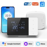 Termostat de ambient inteligent BIRAI&reg; EcoTherm Controlat Prin Internet/Smartphone Programabil WiFi din Aplicatia Tuya sau Smart Life, Alexa si Google