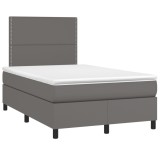 Cumpara ieftin Pat box spring cu saltea, gri, 120x190 cm, piele ecologica