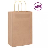 vidaXL Pungi de h&acirc;rtie 50 buc cu m&acirc;nere maro 21x11x31 cm