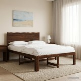 Cumpara ieftin Cadru de pat dublu cu spatar ROSTOCK Maro inchis 150 x 200 cm