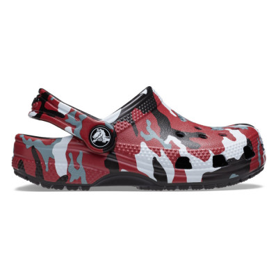 Saboti Crocs Classic Camo Clog Kids Negru - Black/Red foto