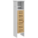 HOMCOM Dulăpior de Baie cu Suport pentru H&acirc;rtie Igienică, Dulap &Icirc;ngust cu Raft Reglabil, 78 cm, Alb | Aosom Romania