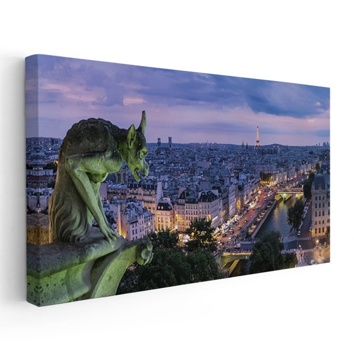 Tablou statuie gargui Notre Dame Paris 1763 Tablou canvas pe panza CU RAMA 40x80 cm