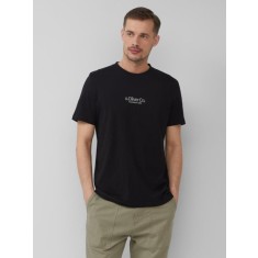 s.Oliver Tricou barbati cu imprimeu cu logo, din bumbac, Regular fit, Negru, S